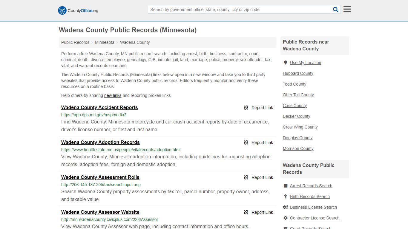 Wadena County Public Records (Minnesota) - County Office