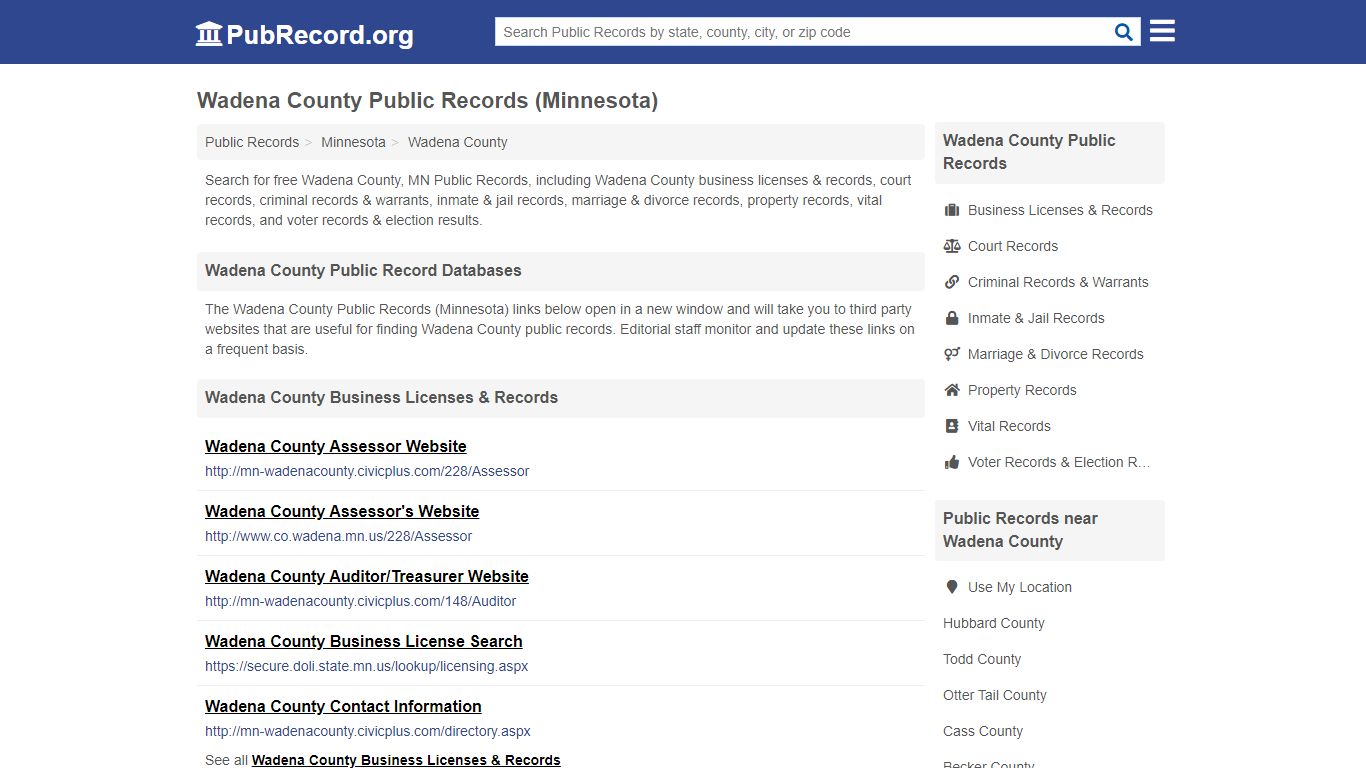 Wadena County Public Records (Minnesota) - PubRecord.org