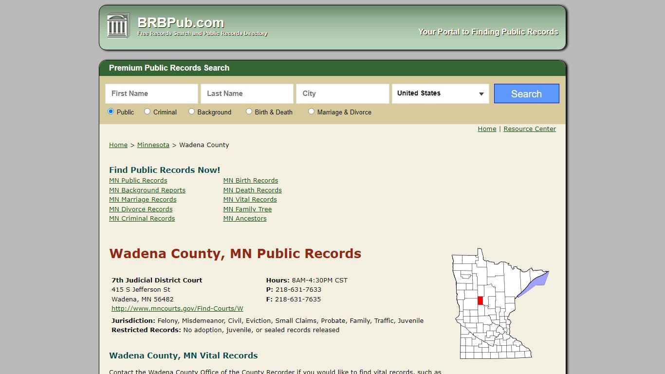 Wadena County Public Records | Search Minnesota Government Databases